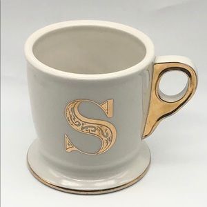 Anthropologie Monochrome S Coffee Mug Gold Trim